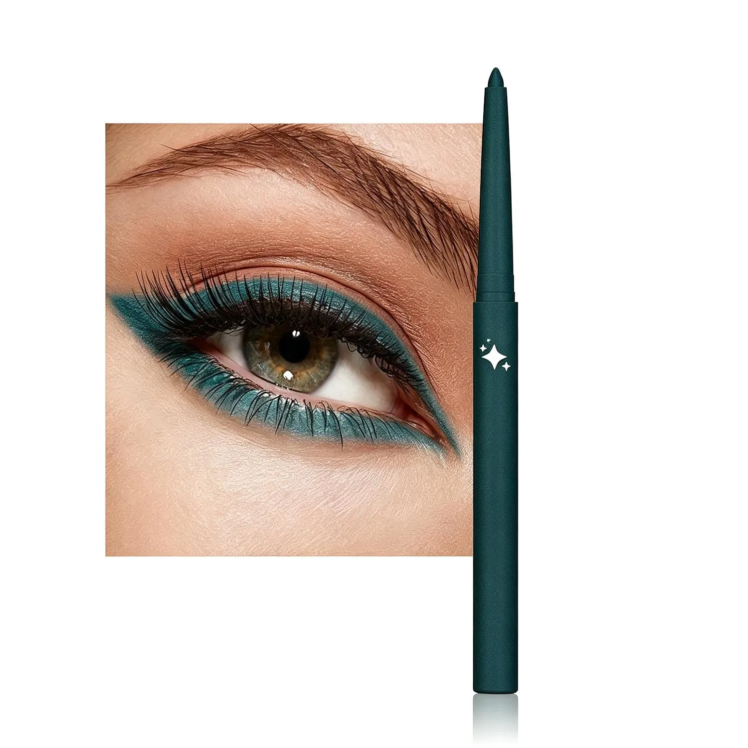 Teal Shimmer Gel Eyeliner Pencil, Retractable Cream Liner for Graphic Eye Makeup (05# dark blue shimmer)