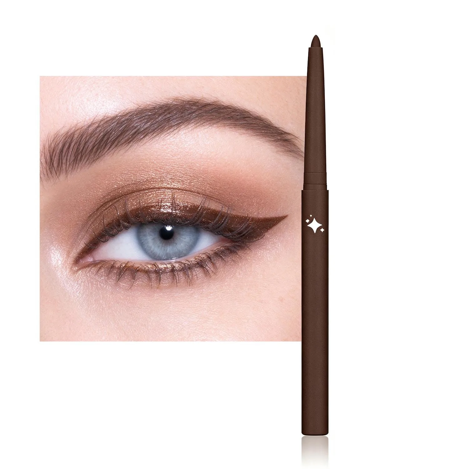 Brown Shimmer Gel Eyeliner Pencil, Retractable Cream Liner for Graphic Eye Makeup (09# dark brown shimmer)