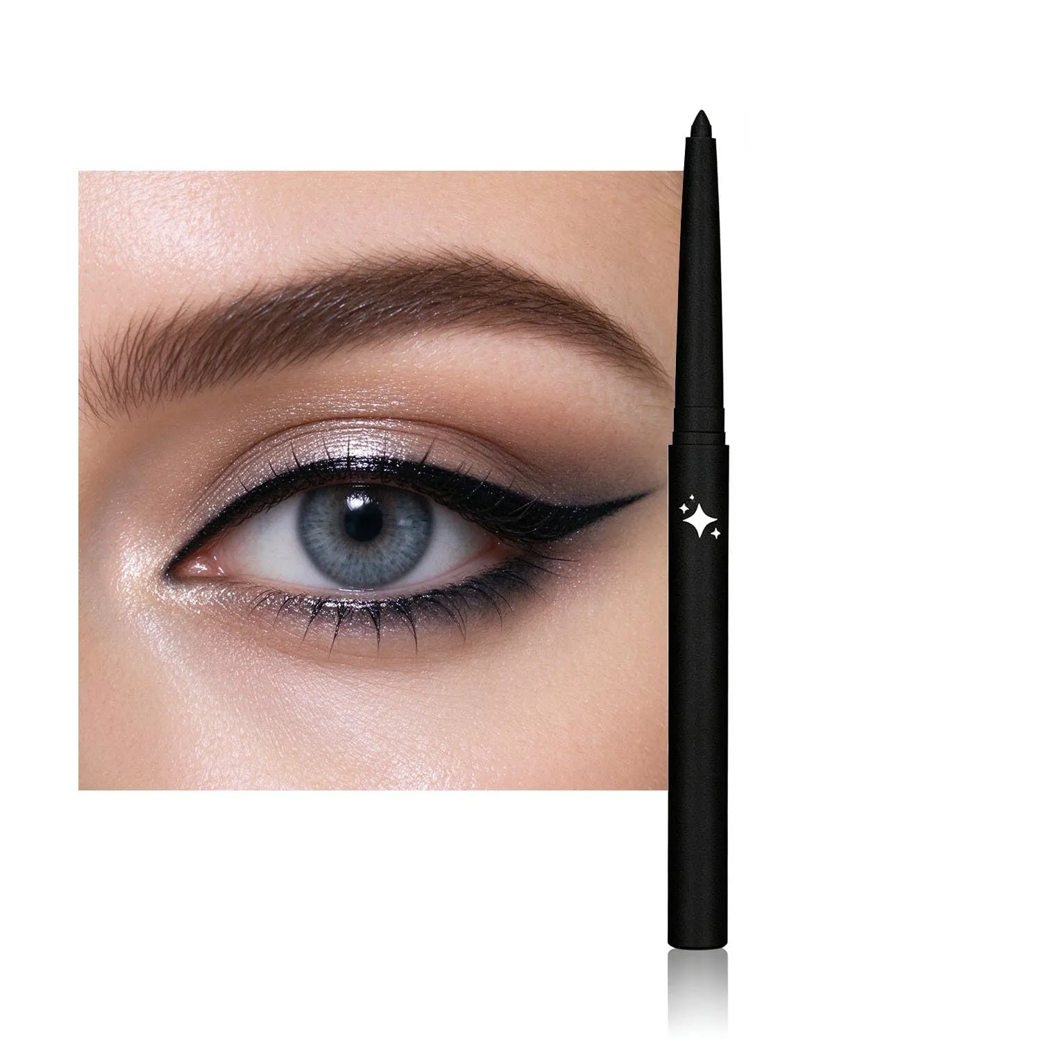 Black Shimmer Gel Eyeliner Pencil, Retractable Cream Liner for Graphic Eye Makeup (12# black shimmer)