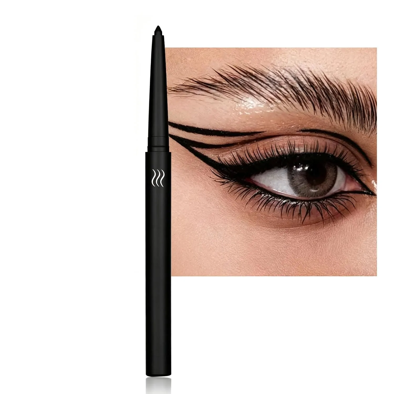 Black Matte Gel Eyeliner Pencil, Retractable Cream Liner for Graphic & Daily Eye Makeup (12#)
