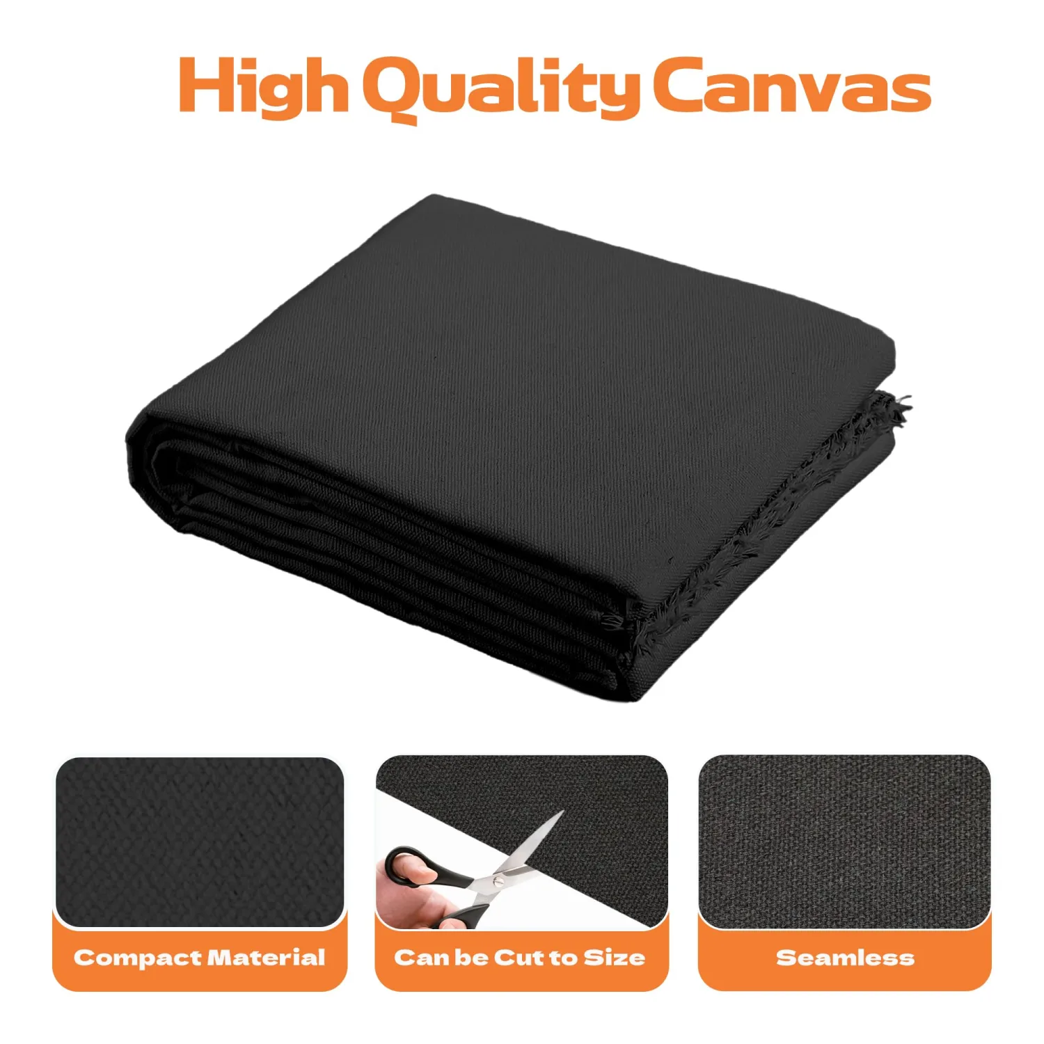 10oz Natural Cotton Blend Canvas Fabric, Duck Canvas Fabric, 60'' Wide for Arts & Crafts, Painting, Handmade Home Decor (Black, 1 Yard)