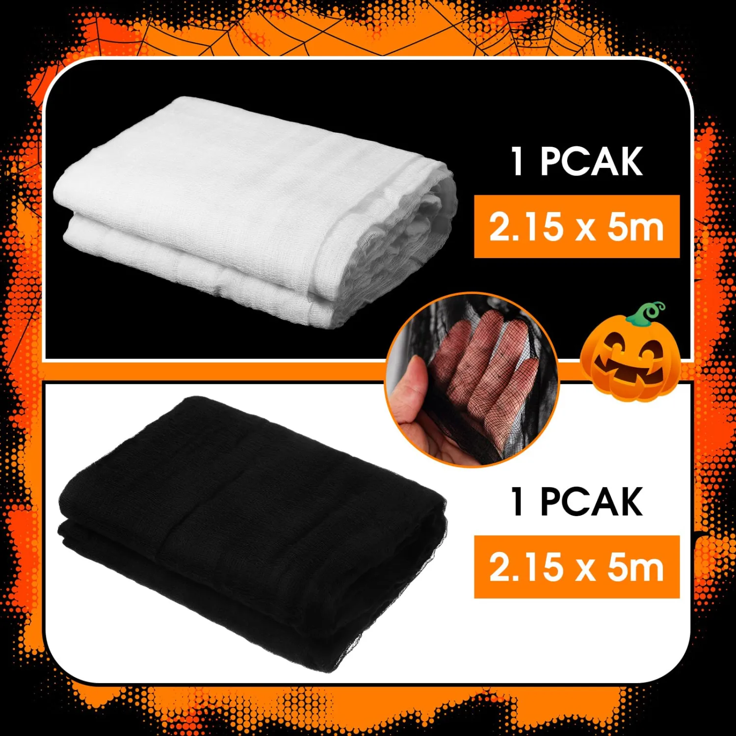 Boao Halloween Black White Cheesecloth for Craft, 85 x 394 Inch