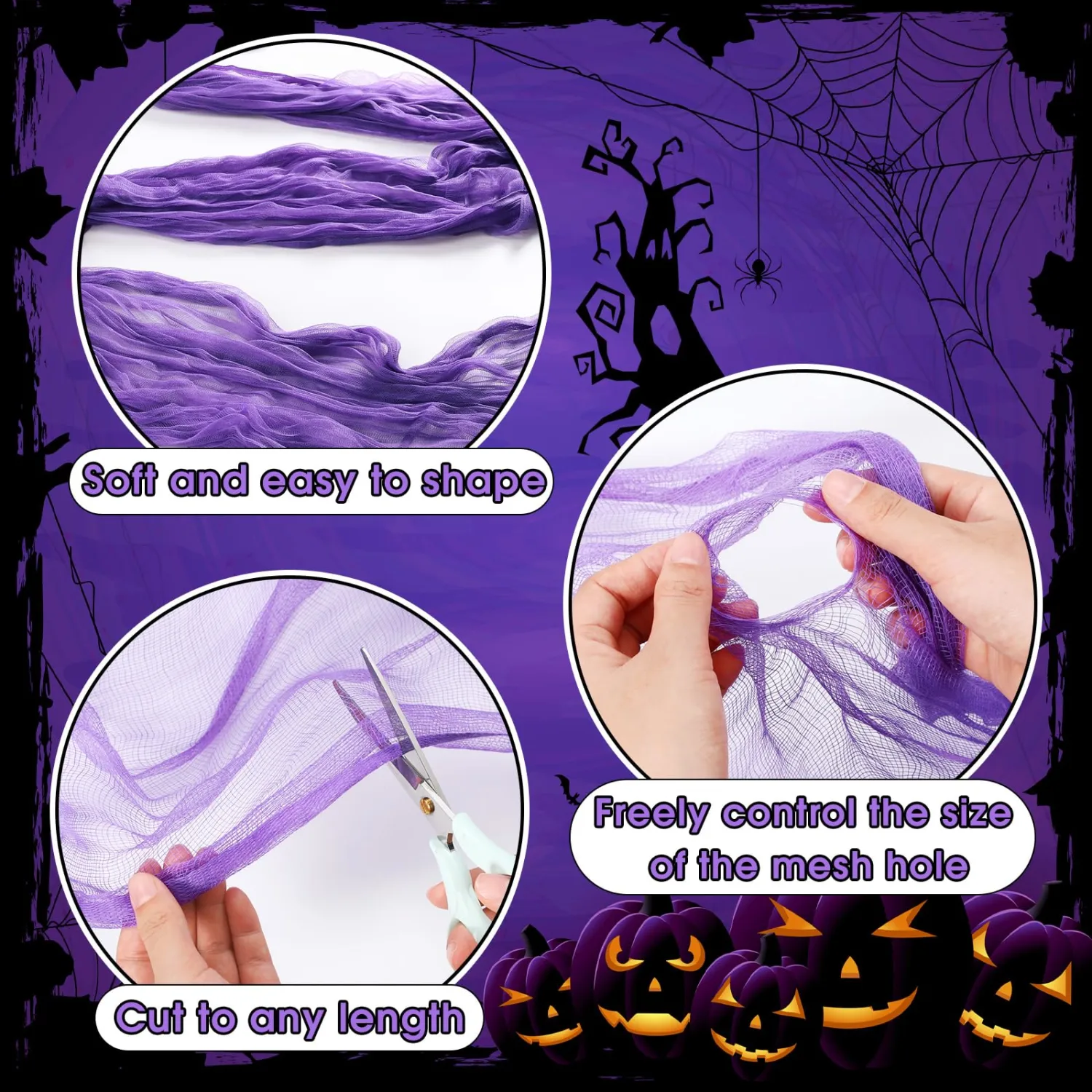 Boao Halloween Purple Cheesecloth for Craft, 29.92 x 590.55 Inch