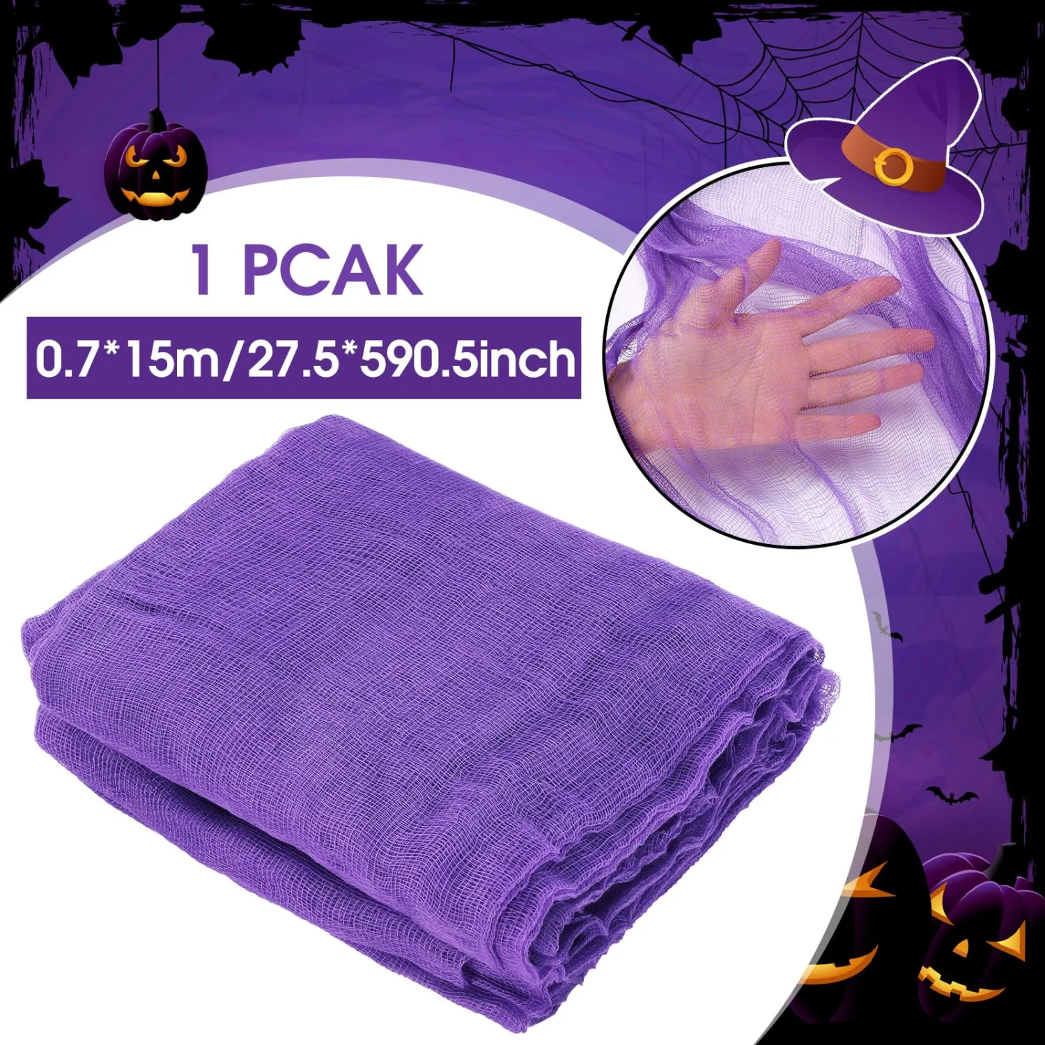 Boao Halloween Purple Cheesecloth for Craft, 29.92 x 590.55 Inch