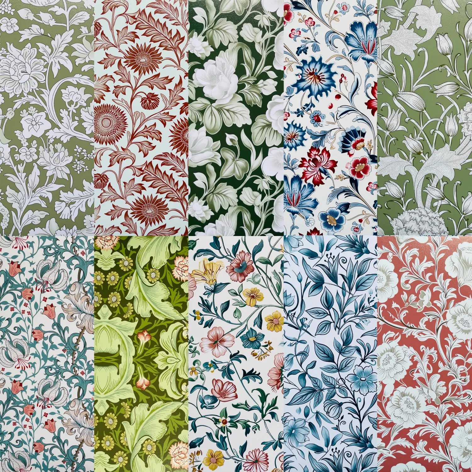 50pcs 5 x 5 inches Cotton Fabric Bundle-Morris Pattern A