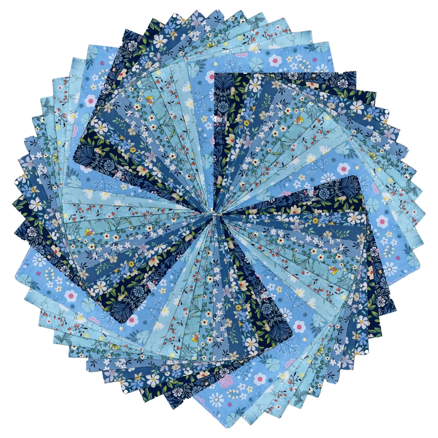 50pcs 5 x 5 inches Cotton Fabric Bundle-Blue