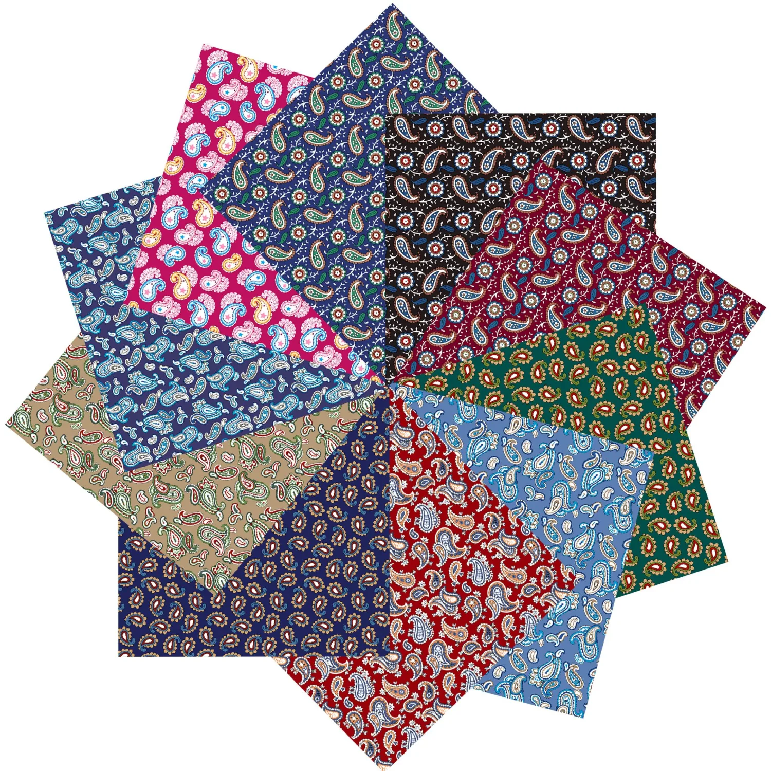 50pcs 5 x 5 inches Cotton Fabric Bundle-Classic Boteh Paisley