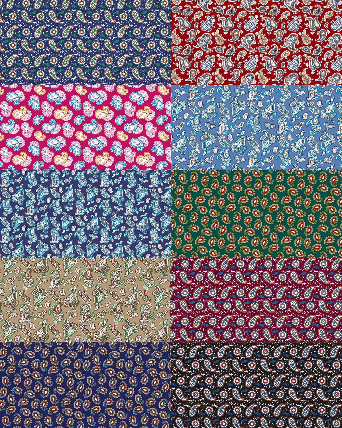 50pcs 5 x 5 inches Cotton Fabric Bundle-Classic Boteh Paisley