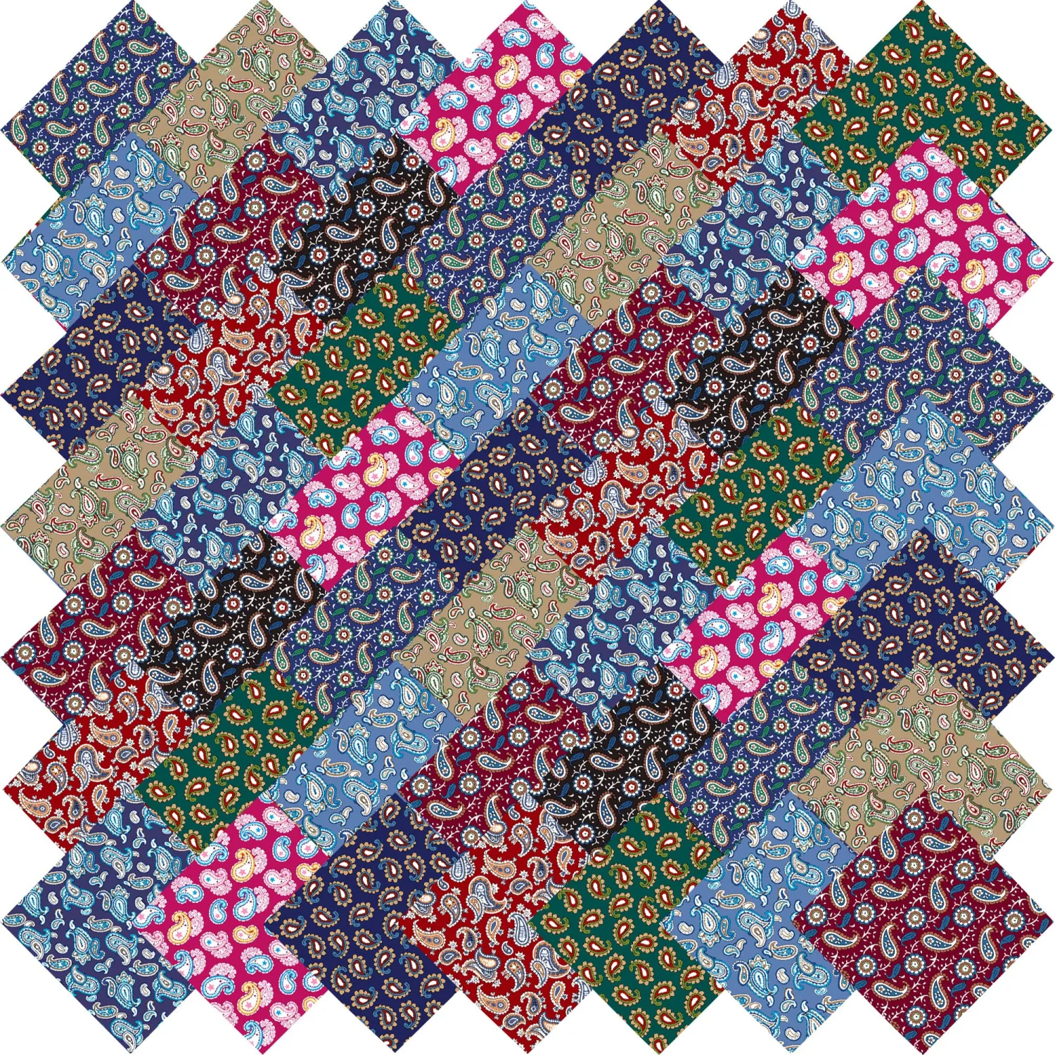 50pcs 5 x 5 inches Cotton Fabric Bundle-Classic Boteh Paisley
