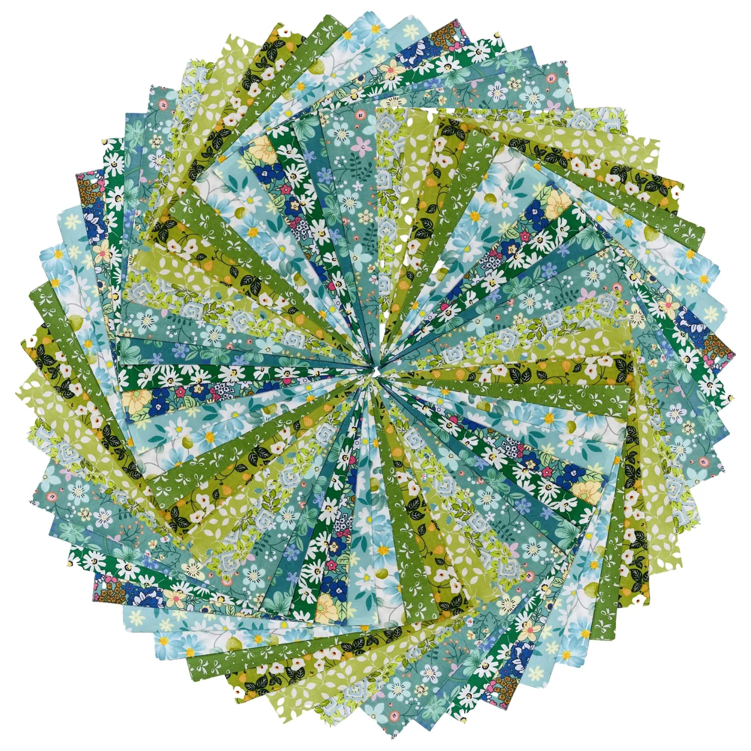 50pcs 5 x 5 inches Cotton Fabric Bundle-Green