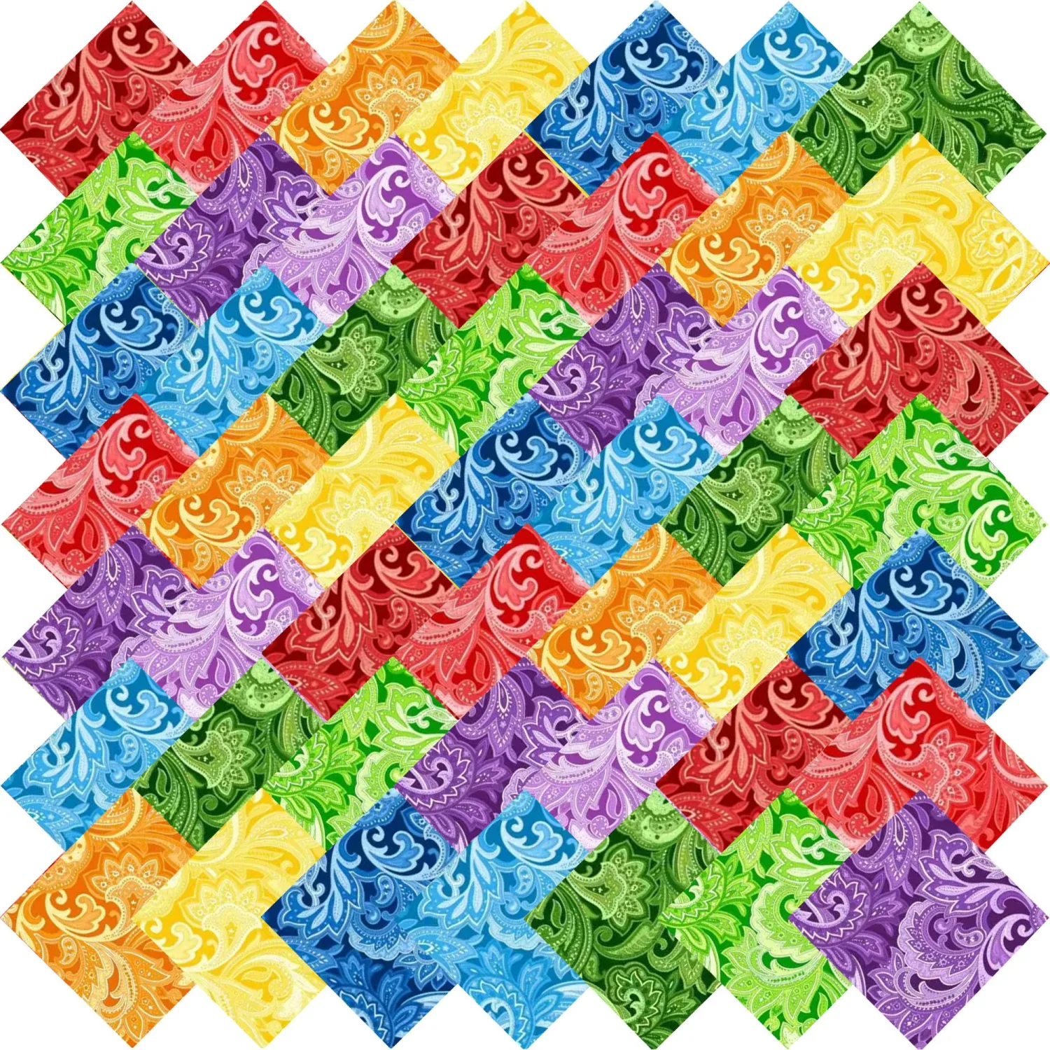 50pcs 5 x 5 inches Cotton Fabric Bundle-Paisley