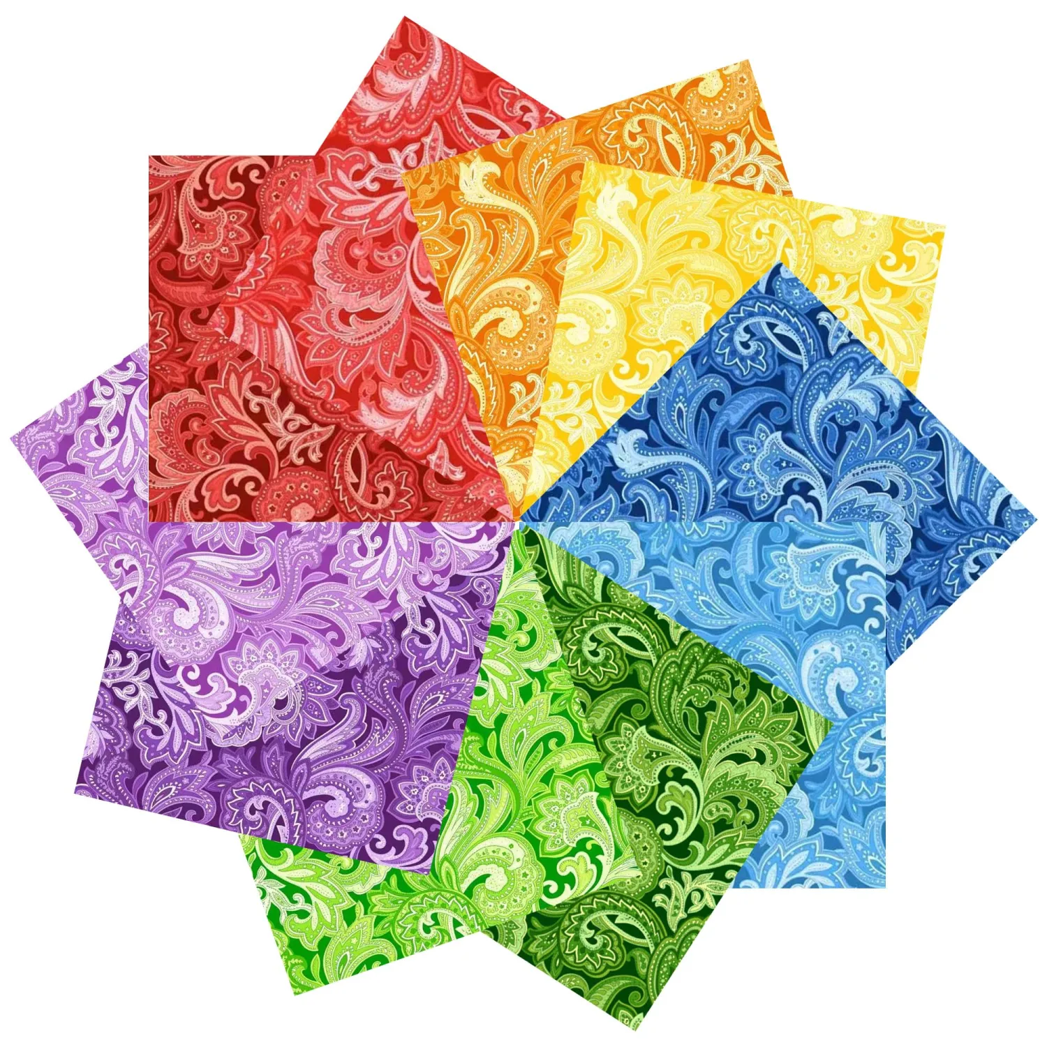 50pcs 5 x 5 inches Cotton Fabric Bundle-Paisley