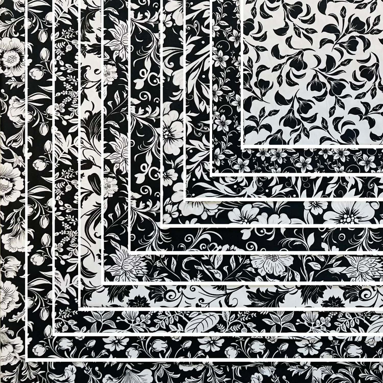50pcs 8 x 8 inches Cotton Fabric Bundle-Black and White
