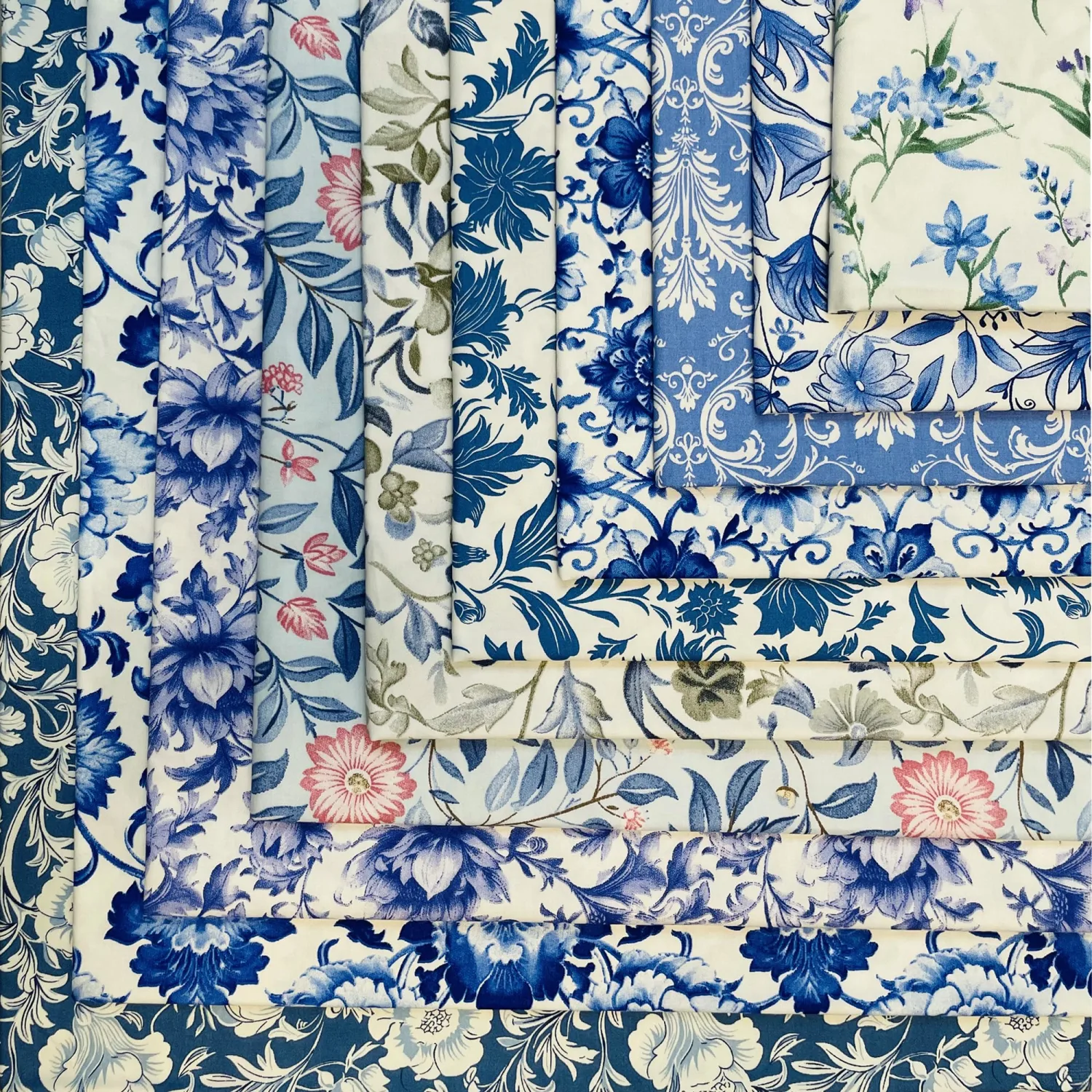 50pcs 5 x 5 inches Cotton Fabric Bundle-Blue Paisley