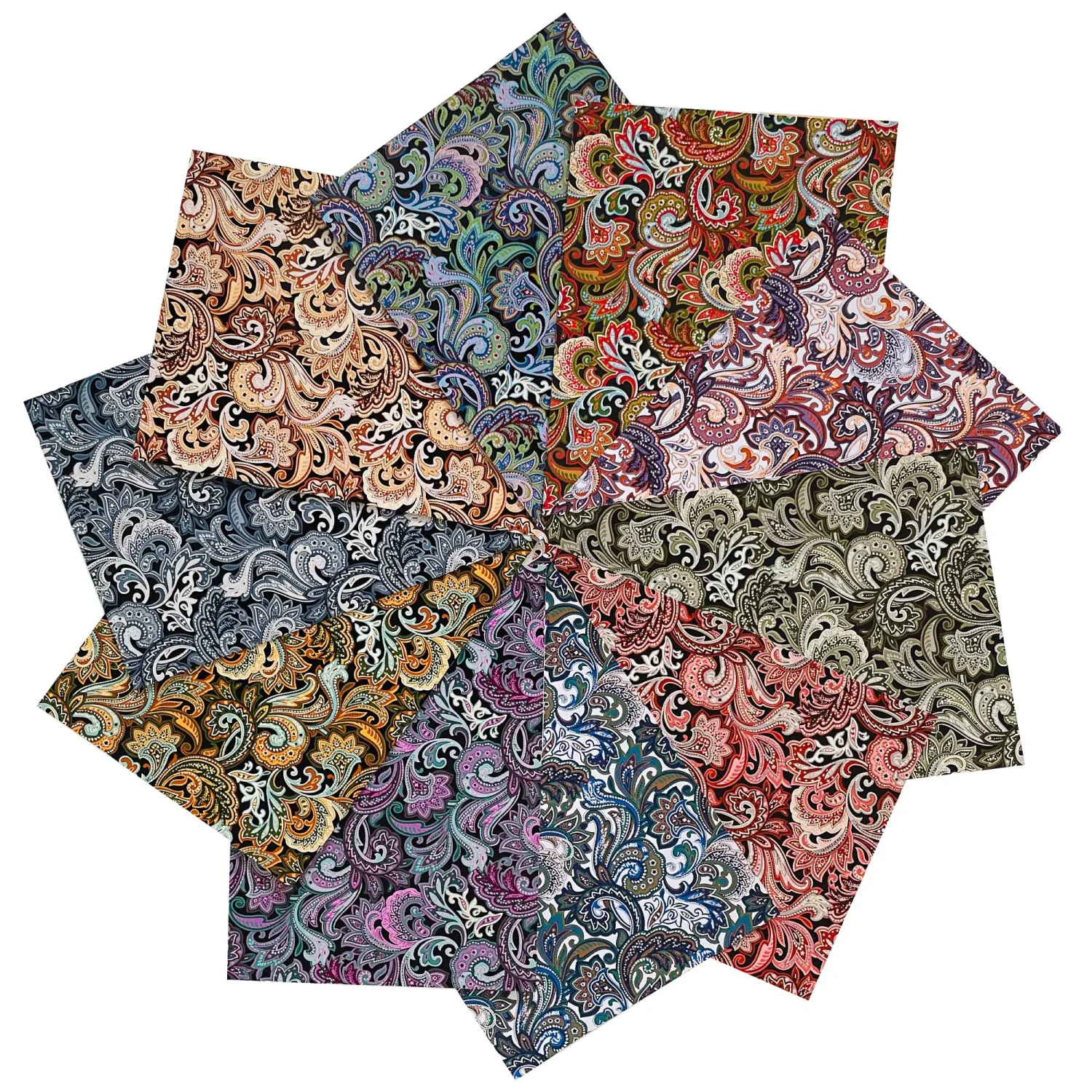 50pcs 5 x 5 inches Cotton Fabric Bundle-Dark Paisley