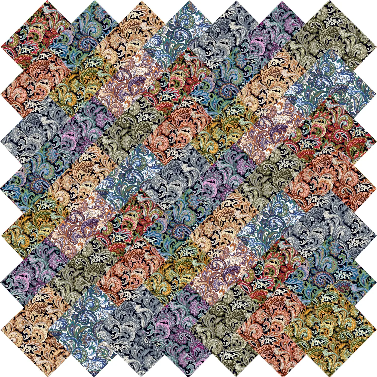 50pcs 5 x 5 inches Cotton Fabric Bundle-Dark Paisley