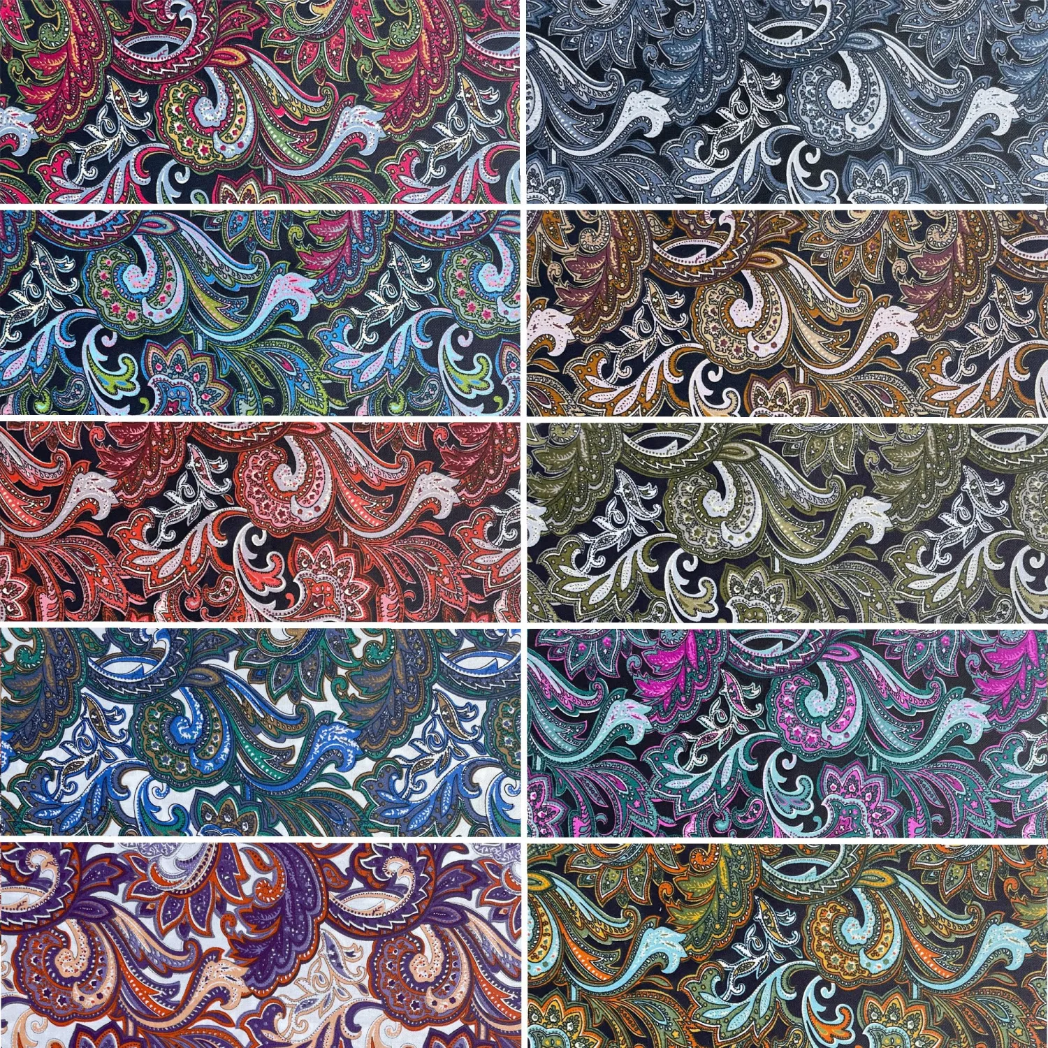 50pcs 5 x 5 inches Cotton Fabric Bundle-Dark Paisley