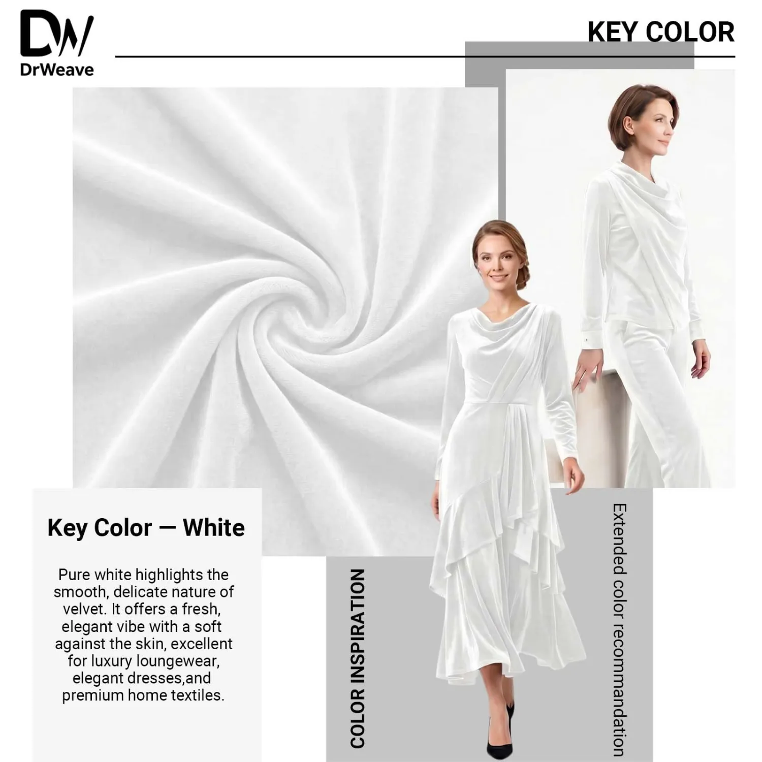 Stretch Velvet Fabric by the Yard White 60 Inch Wide 1 Yard Soft