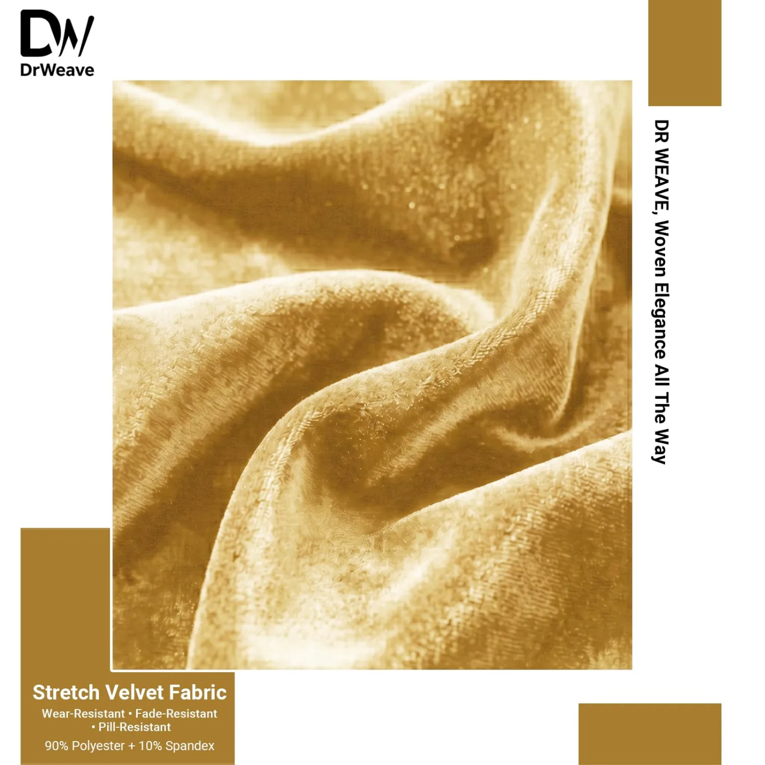 Stretch Velvet Fabric by the Yard Deep Gold 60 Inch Wide 1 Yard