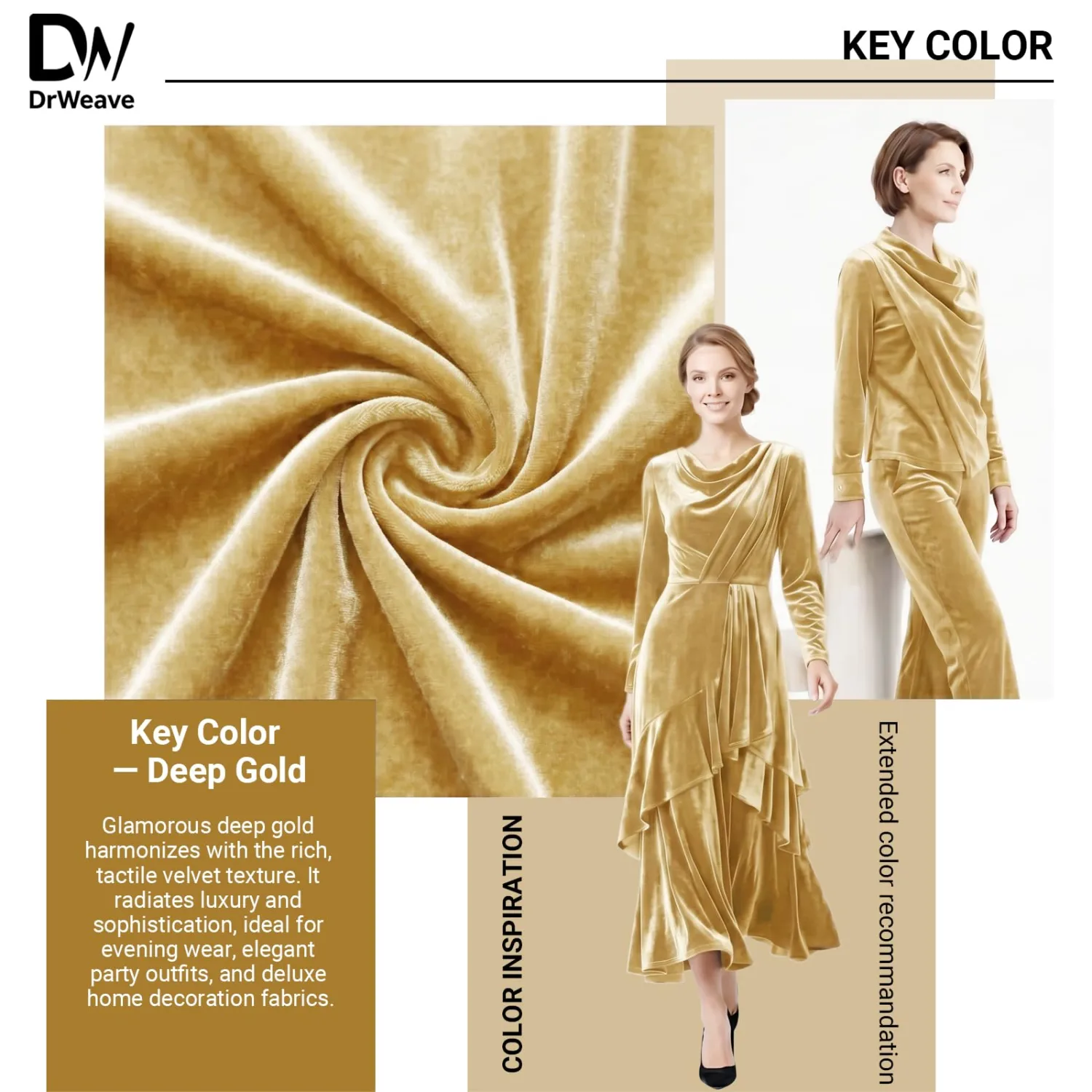 Stretch Velvet Fabric by the Yard Deep Gold 60 Inch Wide 1 Yard