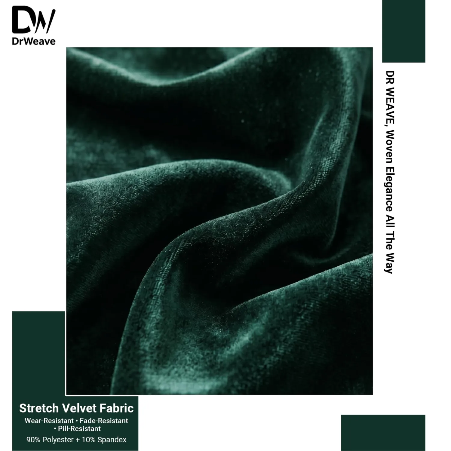 Stretch Velvet Fabric by the Yard Forest Green 60 Inch Wide 1 Yard