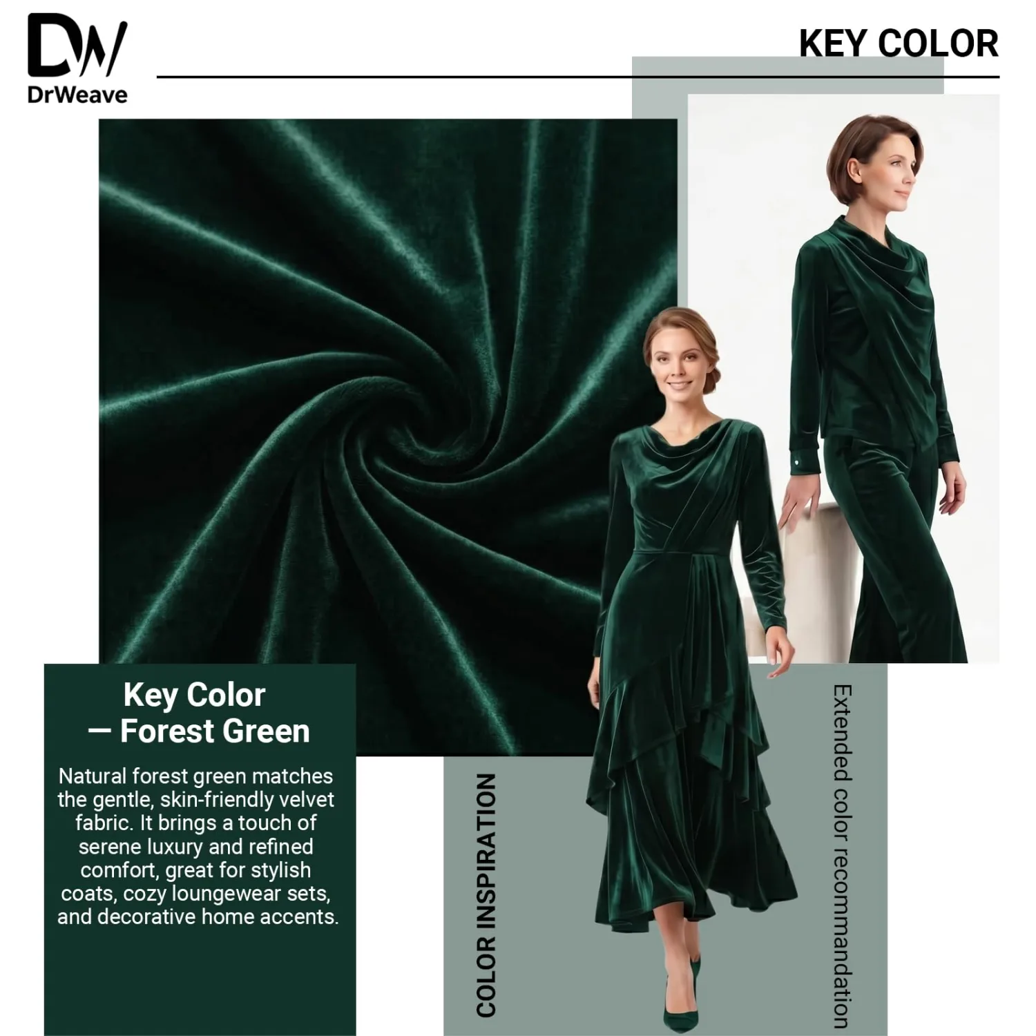 Stretch Velvet Fabric by the Yard Forest Green 60 Inch Wide 1 Yard