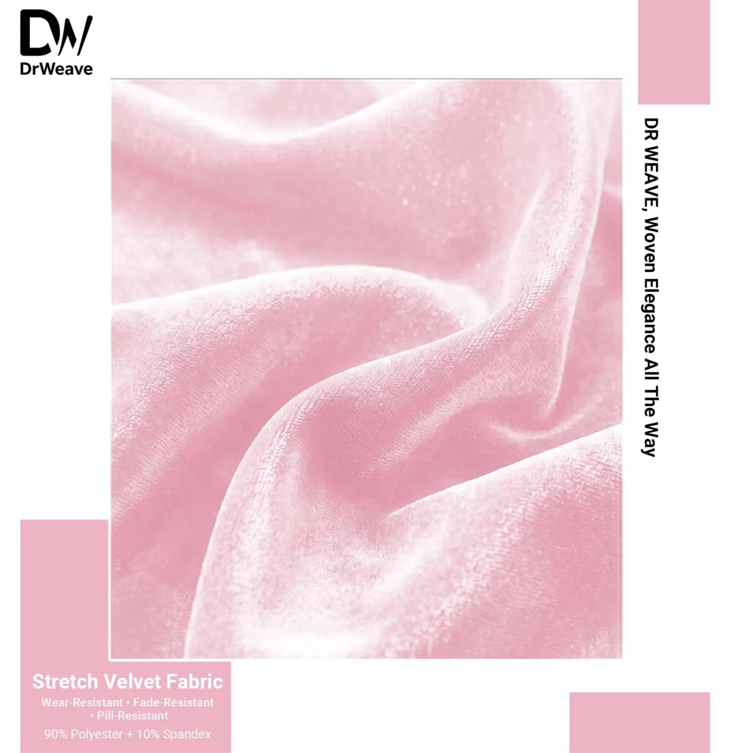 Stretch Velvet Fabric by the Yard Pink 60 Inch Wide 1 Yard