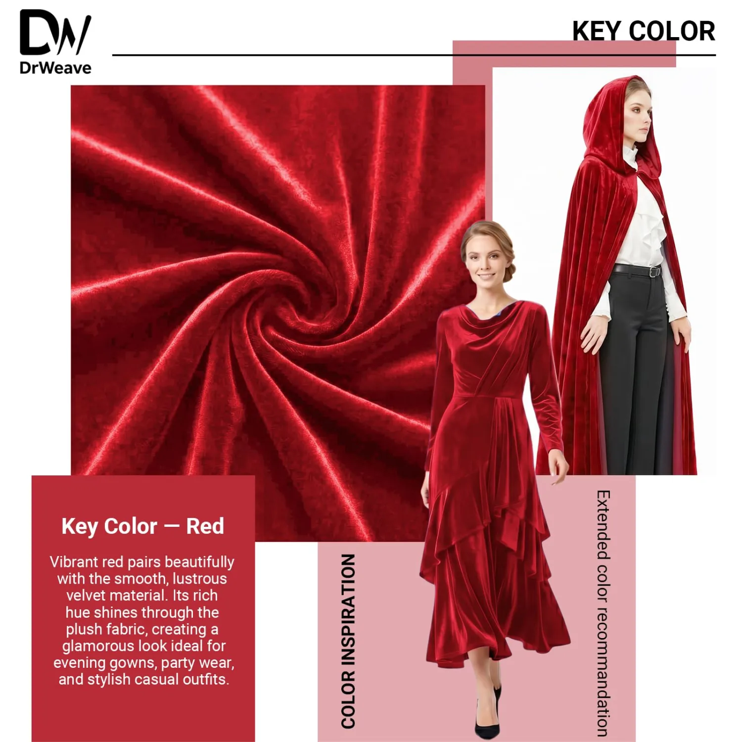 Stretch Velvet Fabric by the Yard Red 60 Inch Wide 1 Yard