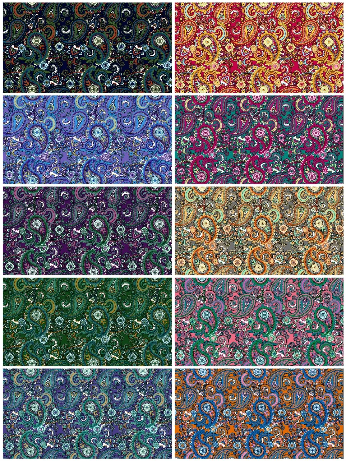 HANPATQUI 50PCS 5 x 5 inch 100% Cotton Fabric-Psychedelic Paisley