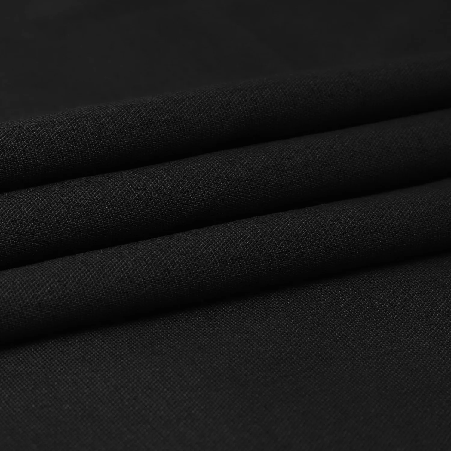 Linen Fabric | Natural Linen Cloth | Embroidery, Sewing | Soft, Breathable | 59" Wide | 30% Linen, 70% Viscose | Hemp, Jute, Needlework, Lining (Black, 1Y)