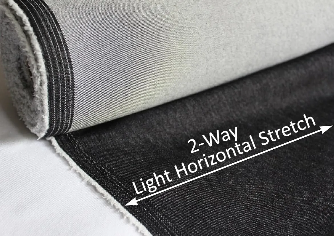 1-Yard 8 oz Gray Black Denim Fabric for Sewing, Crafting| Stylish Denim Fabric |Denim Fabric by The Yard| Jean Material|Denim Material|Gray Black Jean Fabric