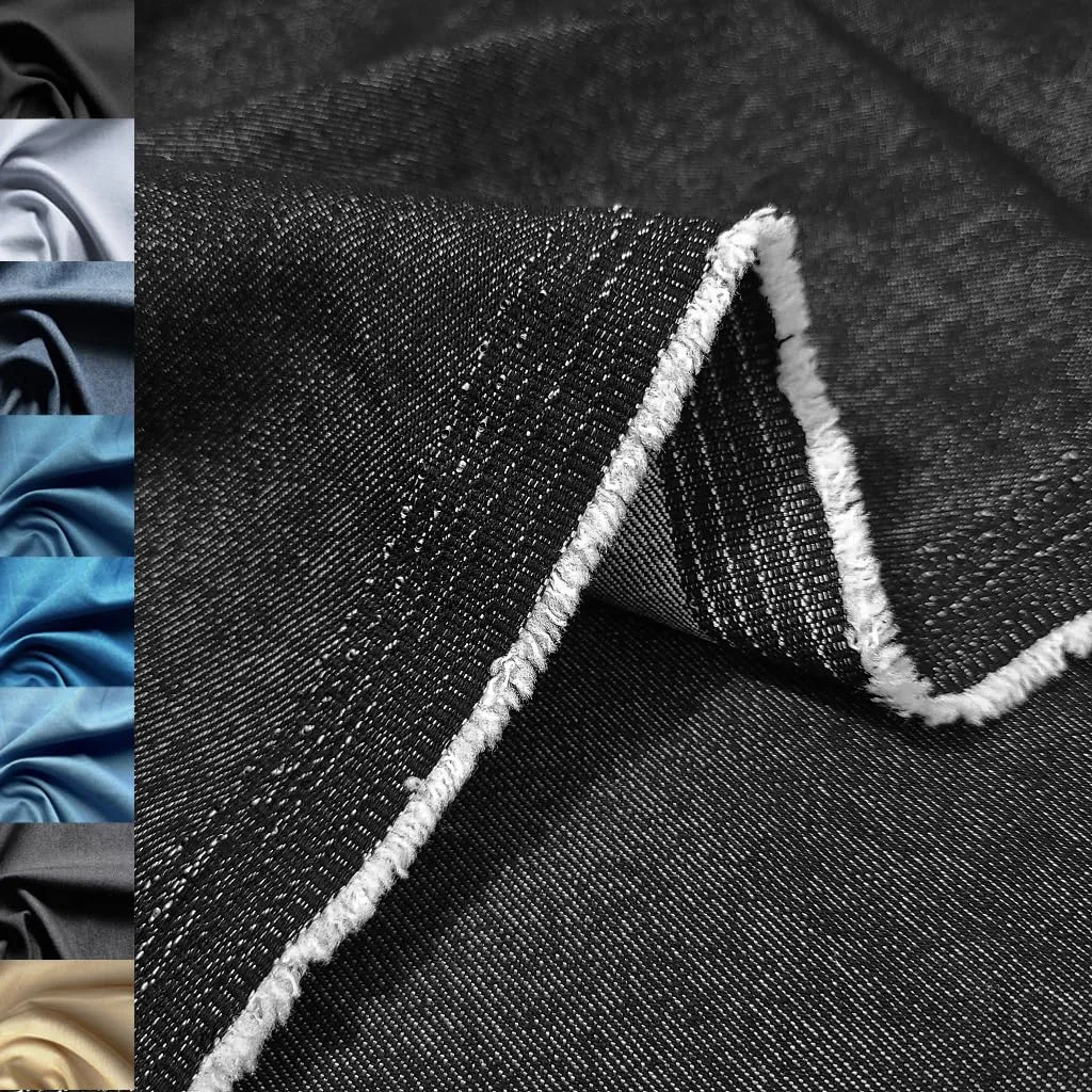1-Yard 8 oz Gray Black Denim Fabric for Sewing, Crafting| Stylish Denim Fabric |Denim Fabric by The Yard| Jean Material|Denim Material|Gray Black Jean Fabric