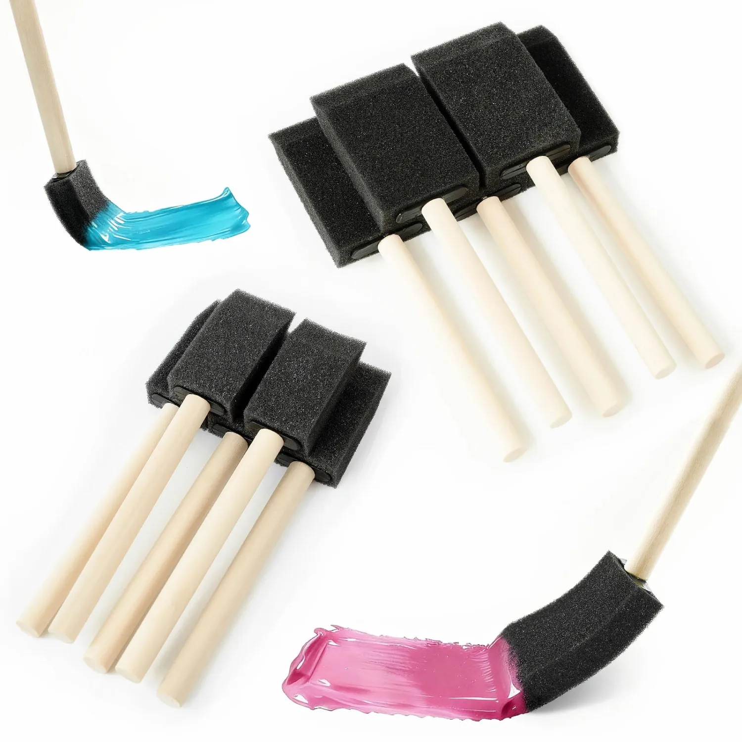12 Pcs Foam Paint Brushes Set, 1" & 1.5", for Painting, Staining, Varnish