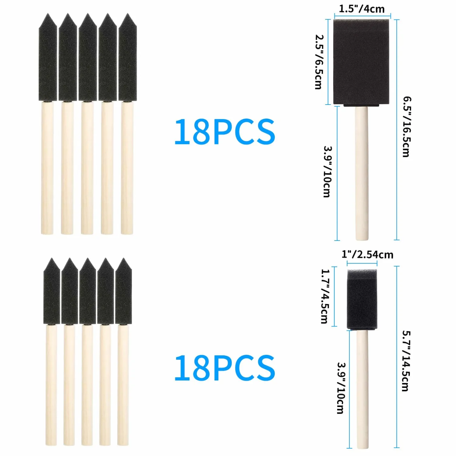 36 Pcs Foam Paint Brushes Set, 1"&1.5", for Painting, Staining, Varnish
