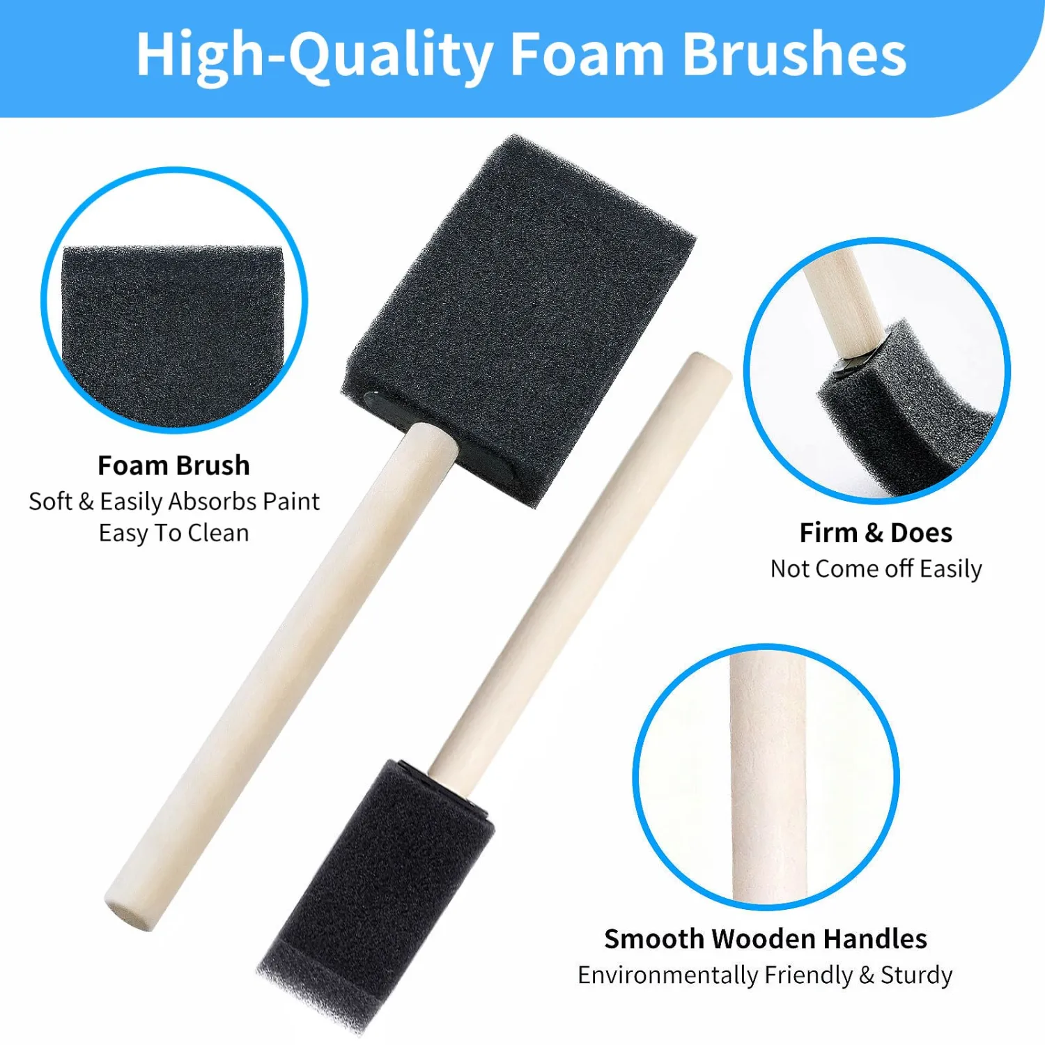 36 Pcs Foam Paint Brushes Set, 1"&1.5", for Painting, Staining, Varnish