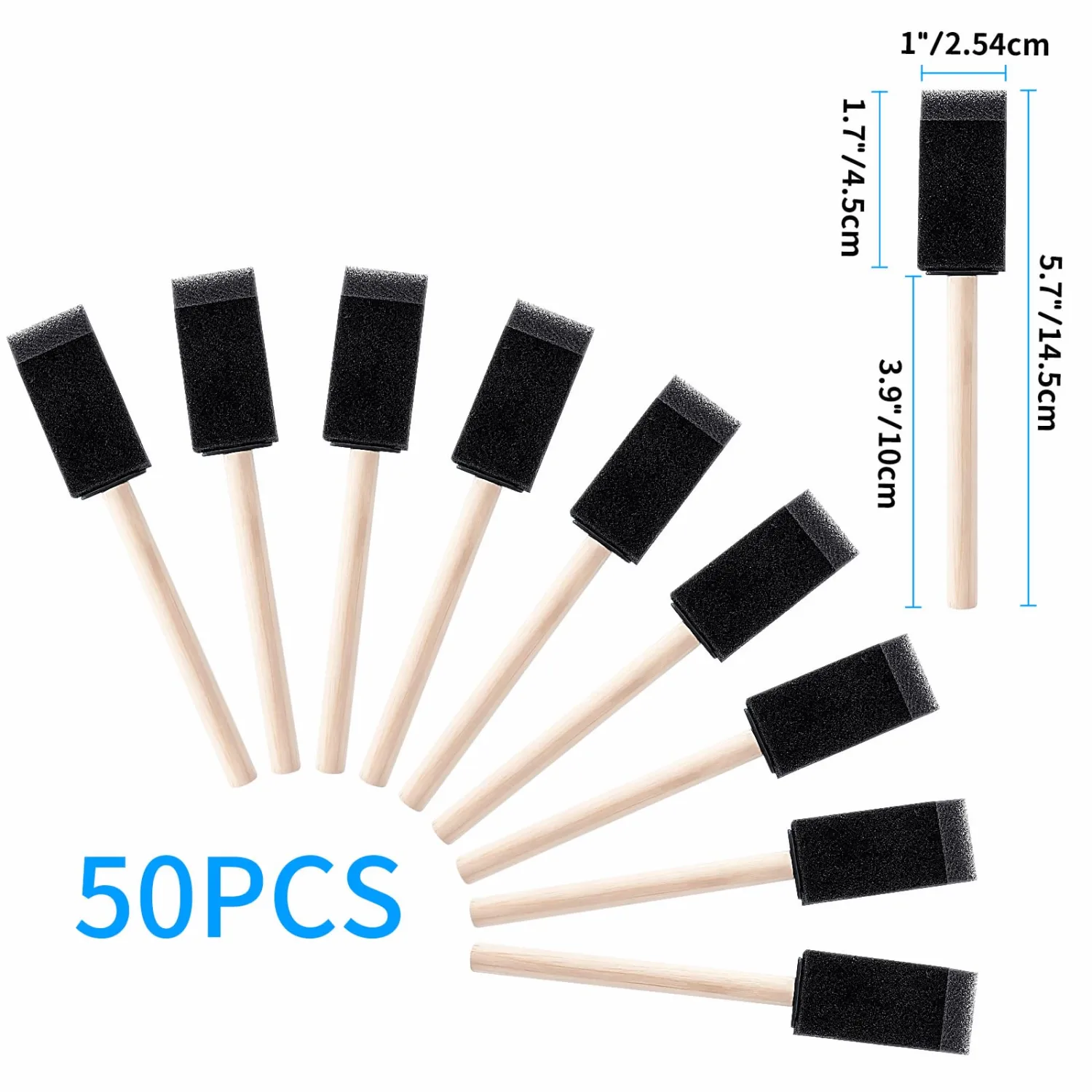 50 Pcs Foam Paint Brushes Set, 1 Inch, for Painting, Staining, Varnish