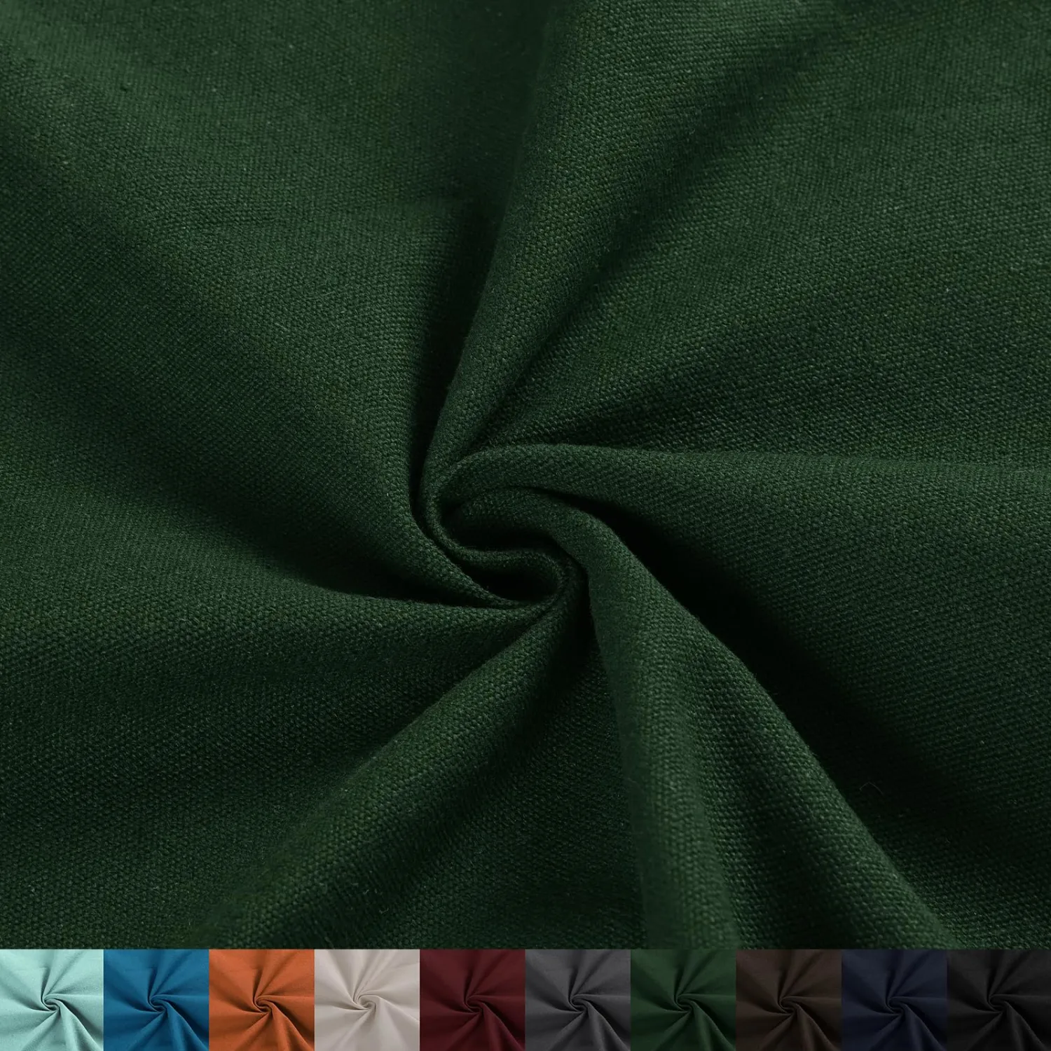 Krychiler Poly Cotton Canvas Fabric by The Yard, 12OZ Heavyweight Durable Canvas Drop Cloth, Polyester Cotton Material for Upholstery Sewing Curtains Covers DIY Crafts - Dark Green, Precut 1-Yard