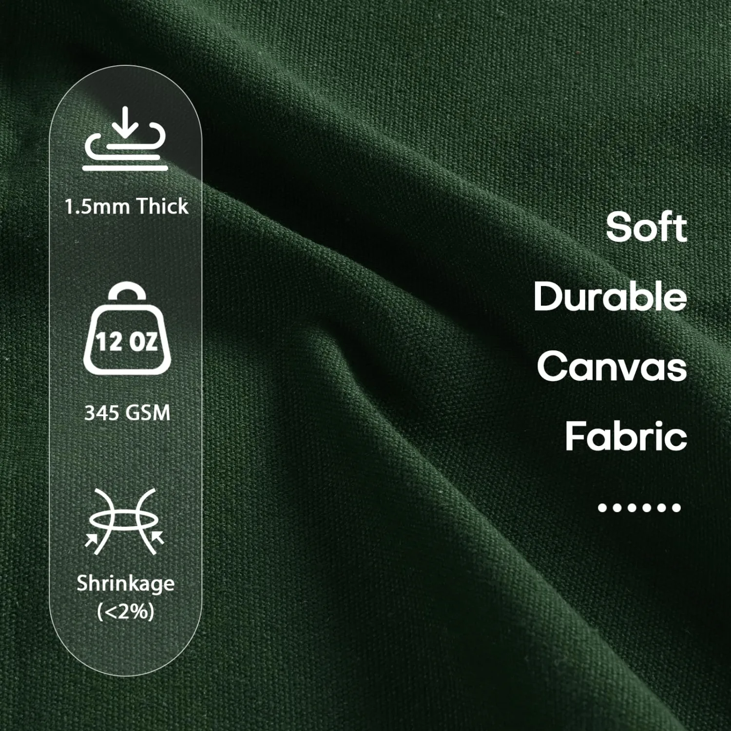 Krychiler Poly Cotton Canvas Fabric by The Yard, 12OZ Heavyweight Durable Canvas Drop Cloth, Polyester Cotton Material for Upholstery Sewing Curtains Covers DIY Crafts - Dark Green, Precut 1-Yard