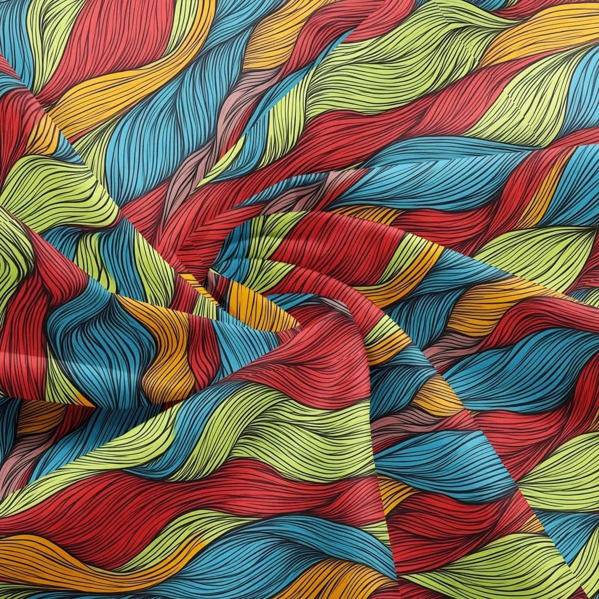 jejeloiu Colorful Wave Polyester Fabric by The Yard 1 Yard Kids