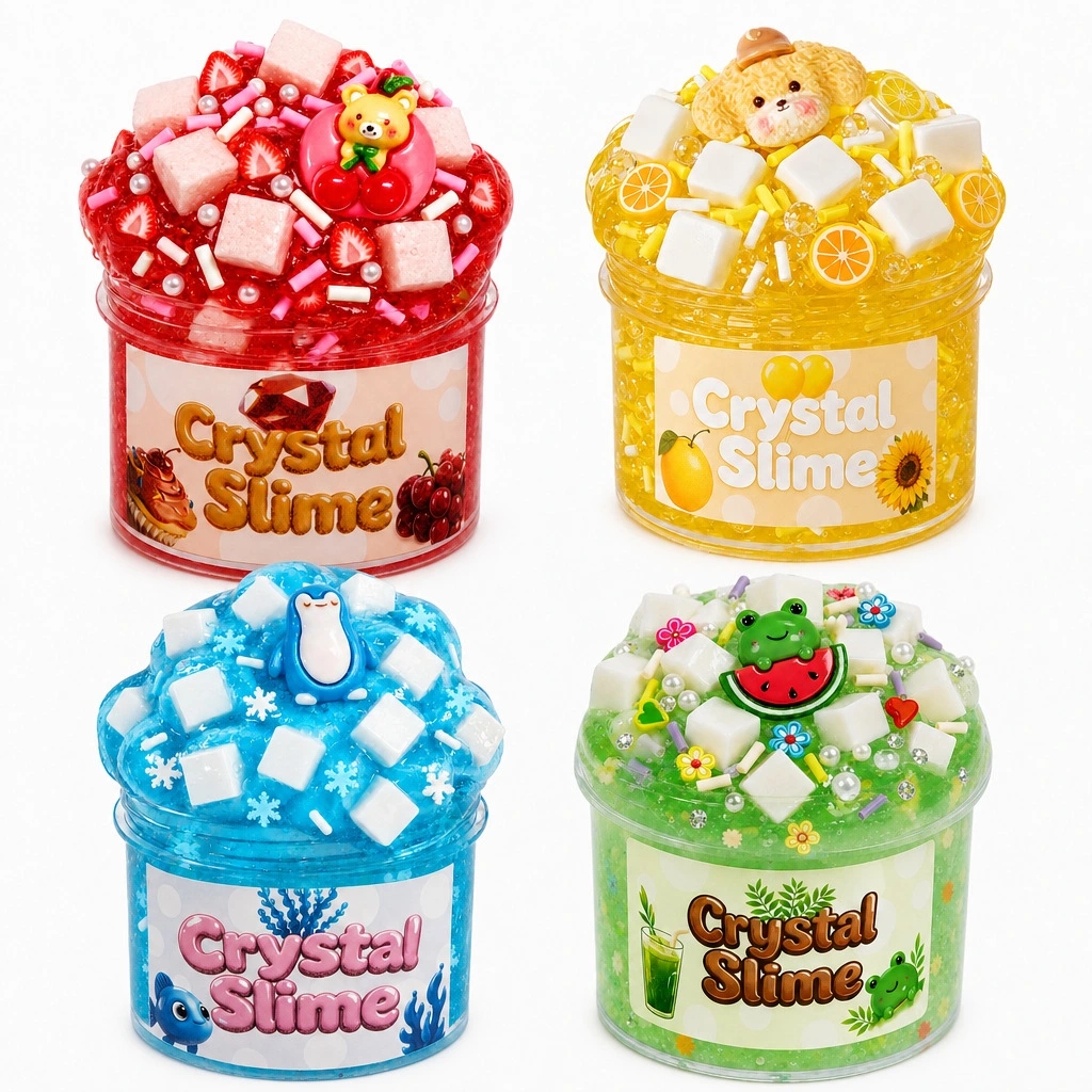 6-Color Crystal Slime Non-Toxic Non-Sticky Bubble Gum Toy For Kids
