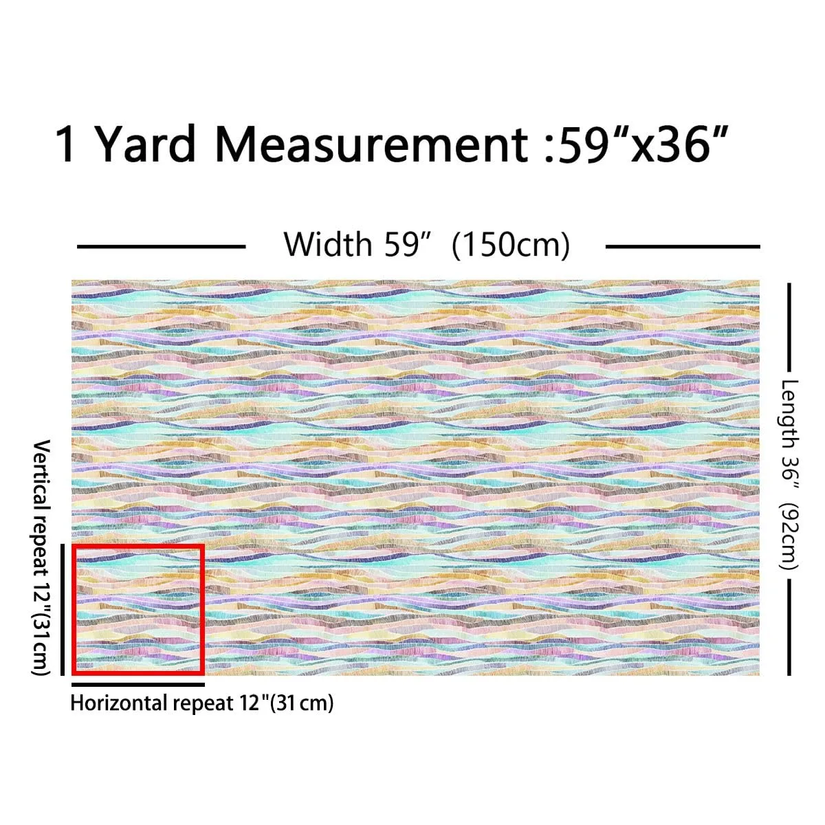 jejeloiu Colorful Wave Polyester Fabric by The Yard 1 Yard Kids