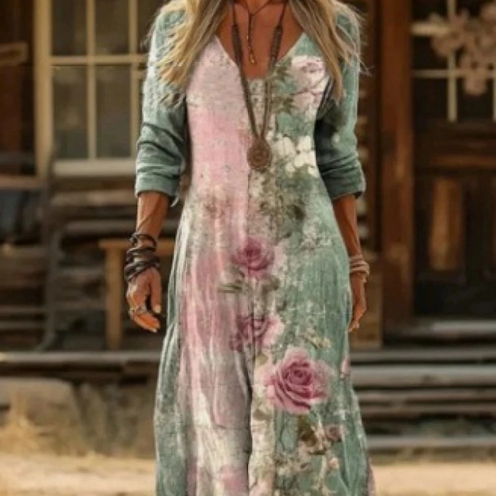 French Style Gentle And Elegant Digital Printed Dress