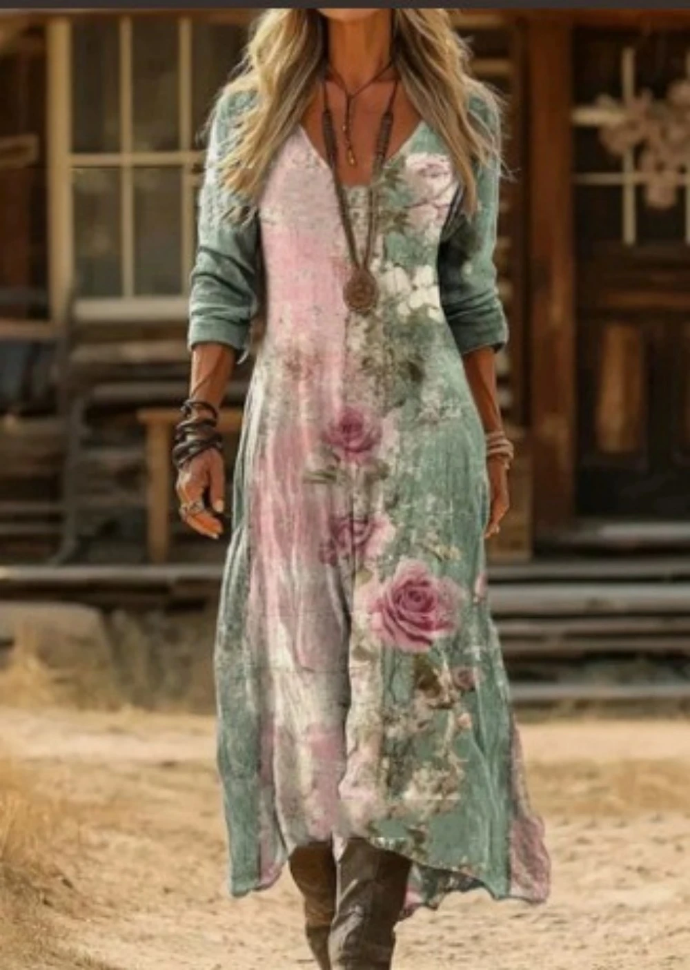 French Style Gentle And Elegant Digital Printed Dress