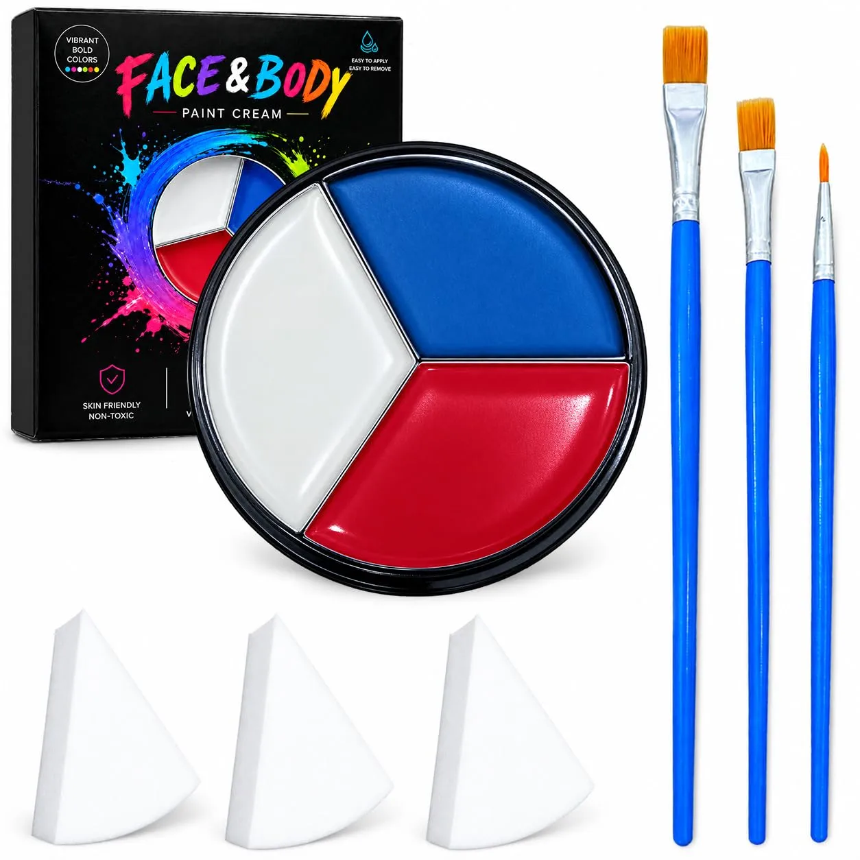 Black White Blue Face Body Paint Palette Halloween Makeup Face Painting Kit