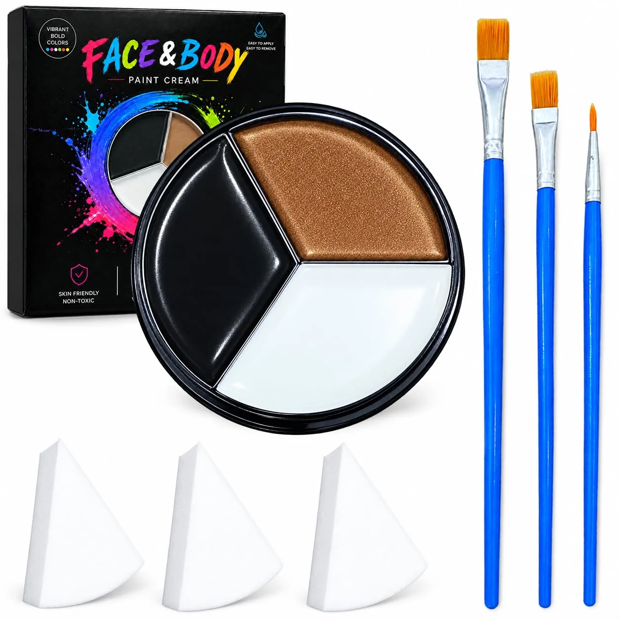 Black White Brown Face Body Paint Palette Halloween Makeup Face Painting Kit