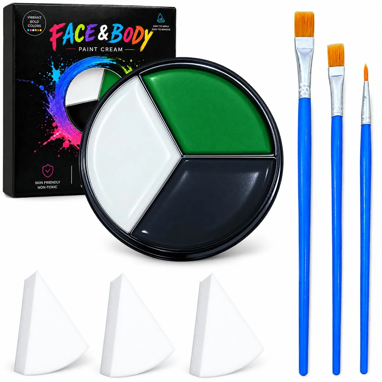 Black White Green Face Body Paint Halloween Makeup Face Painting Kit