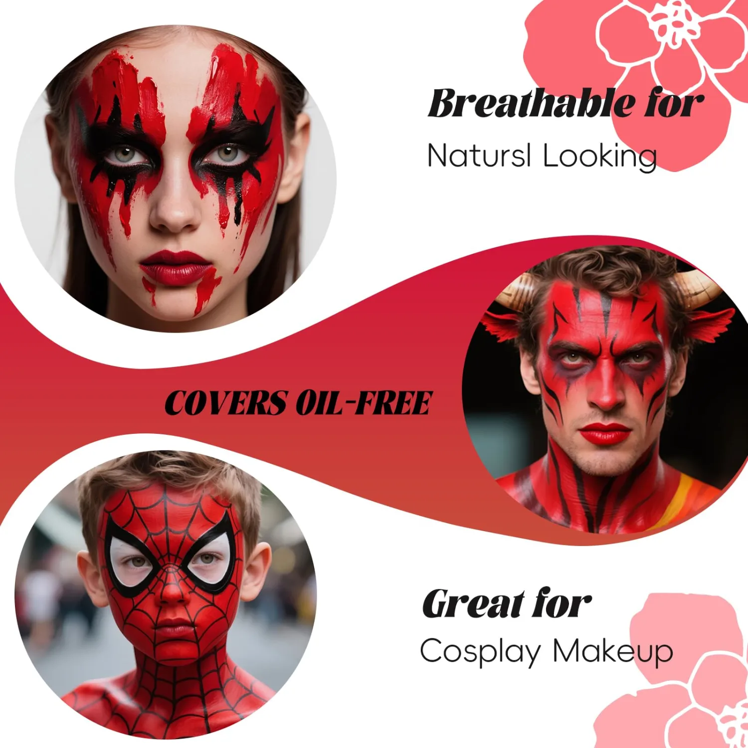 Red Water Based Face Paint for Halloween SFX, Washable Body Paint 30ml
