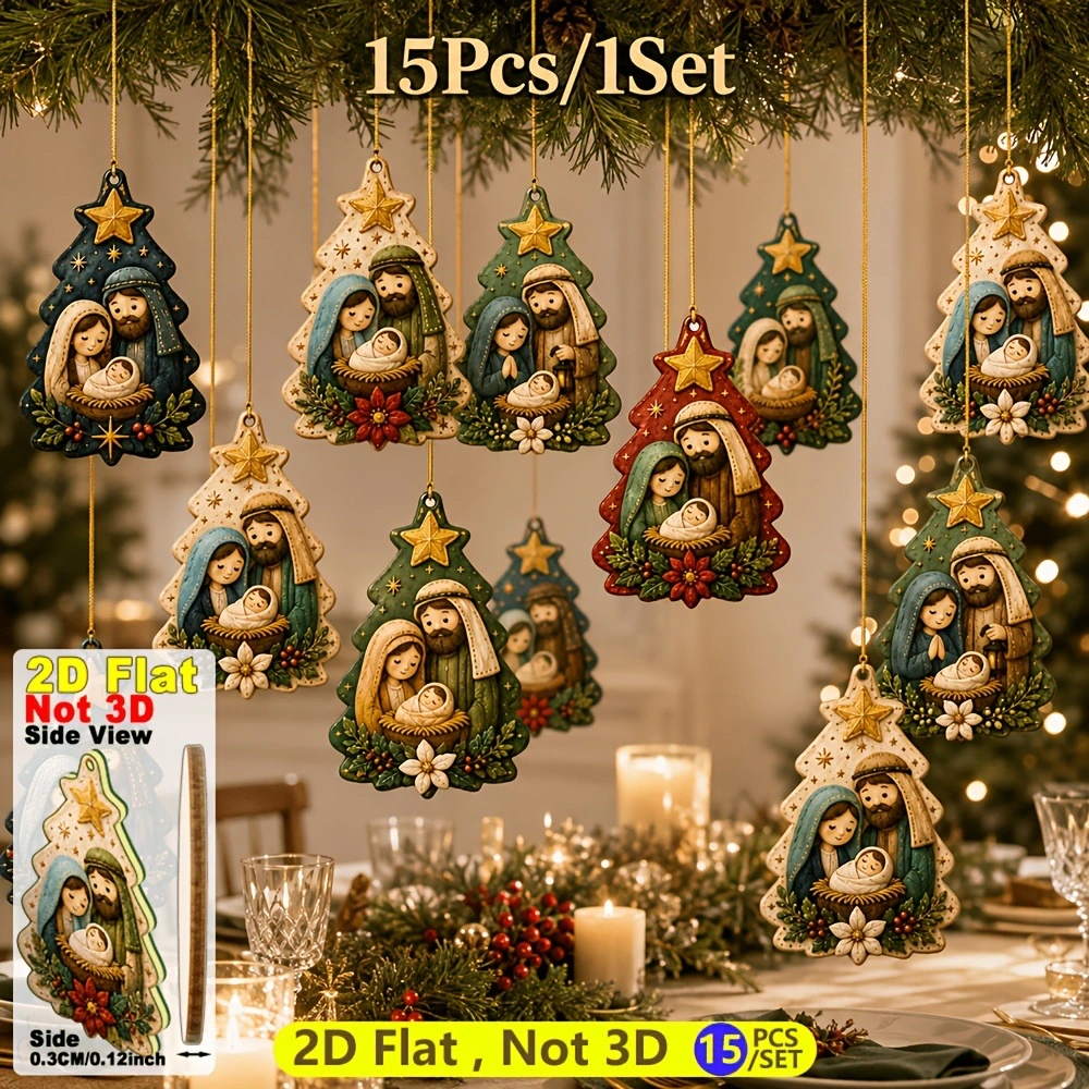 Wooden Christmas Nativity Animal Hanging Decoration