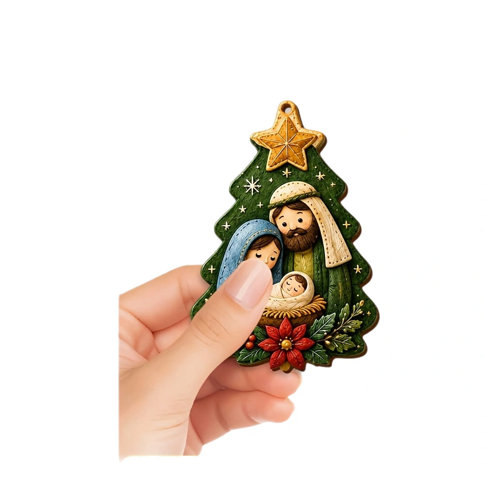 Wooden Christmas Nativity Animal Hanging Decoration