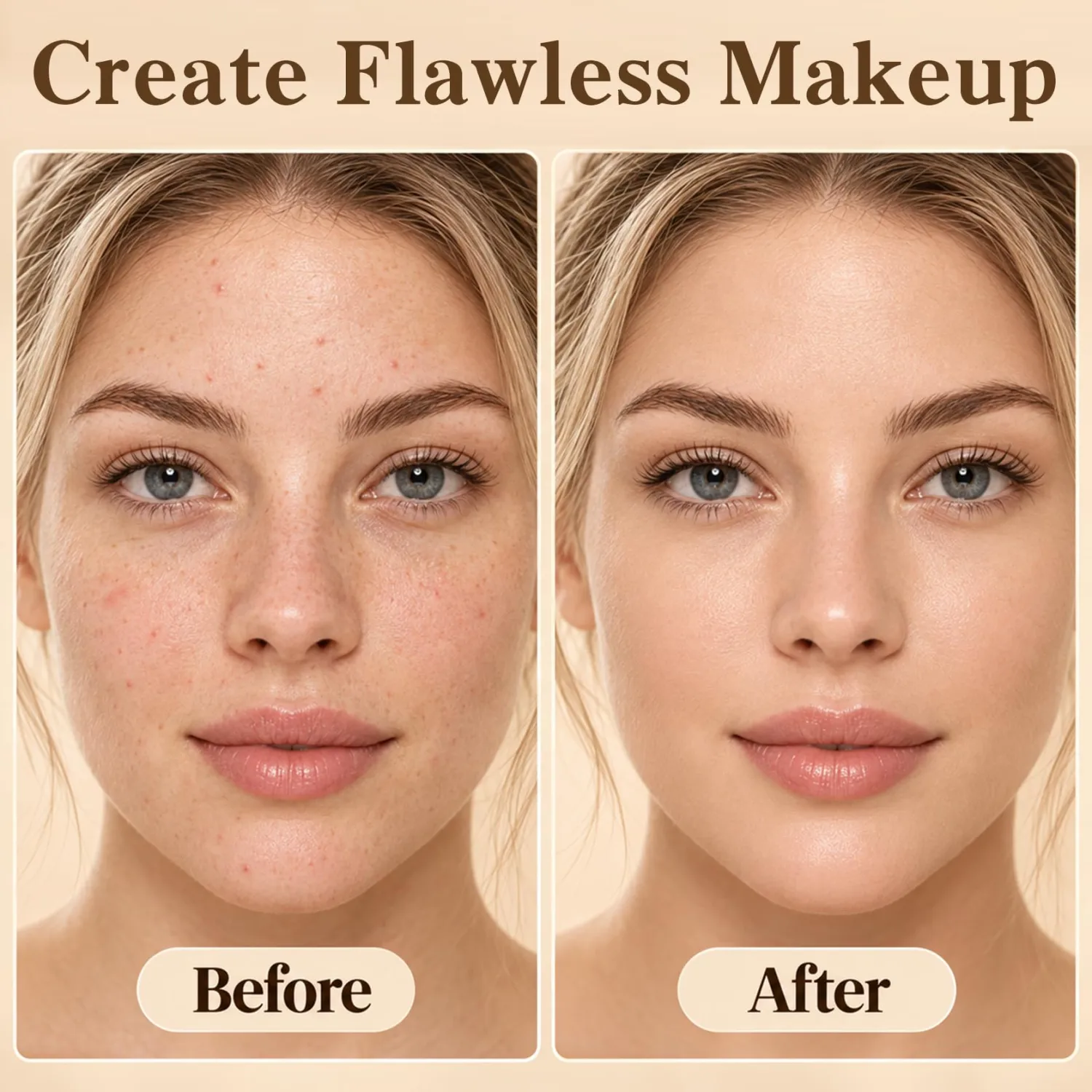 Air Cushion Foundation Concealer Full Coverage CC Cream (2PCS Natural)